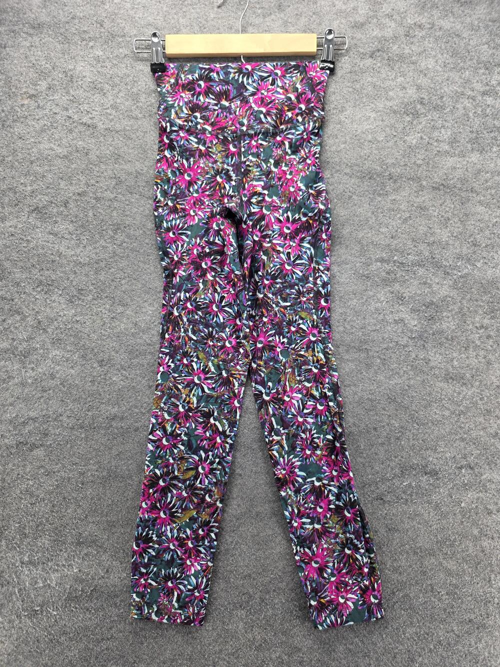 Lululemon Pants Womens 0 Pink Floral Printed High Rise Leggings Full Length Yoga